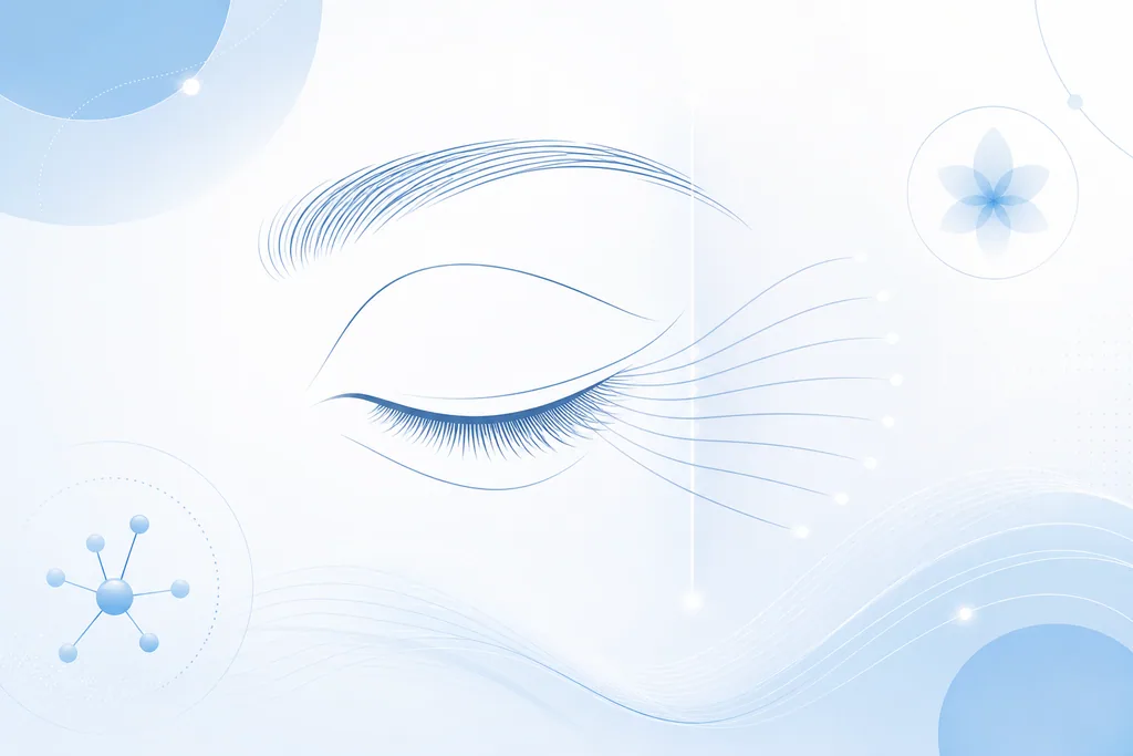 Abstract blue line-art of the outer-eye area with softening crow's-feet lines, illustrating anti-wrinkle injections for smile lines around the eyes.