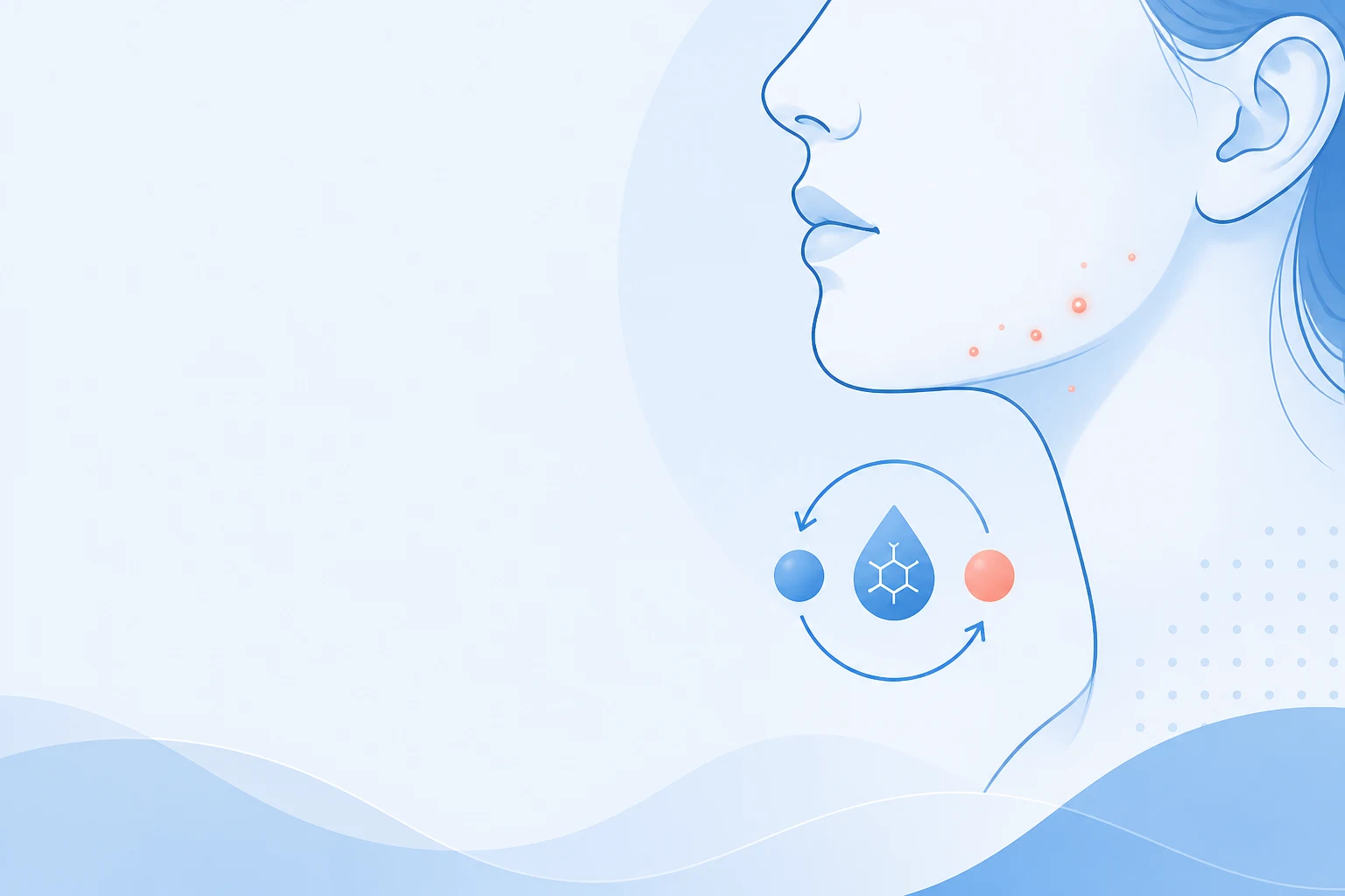 Illustration of the jaw and chin area where hormonal acne commonly appears
