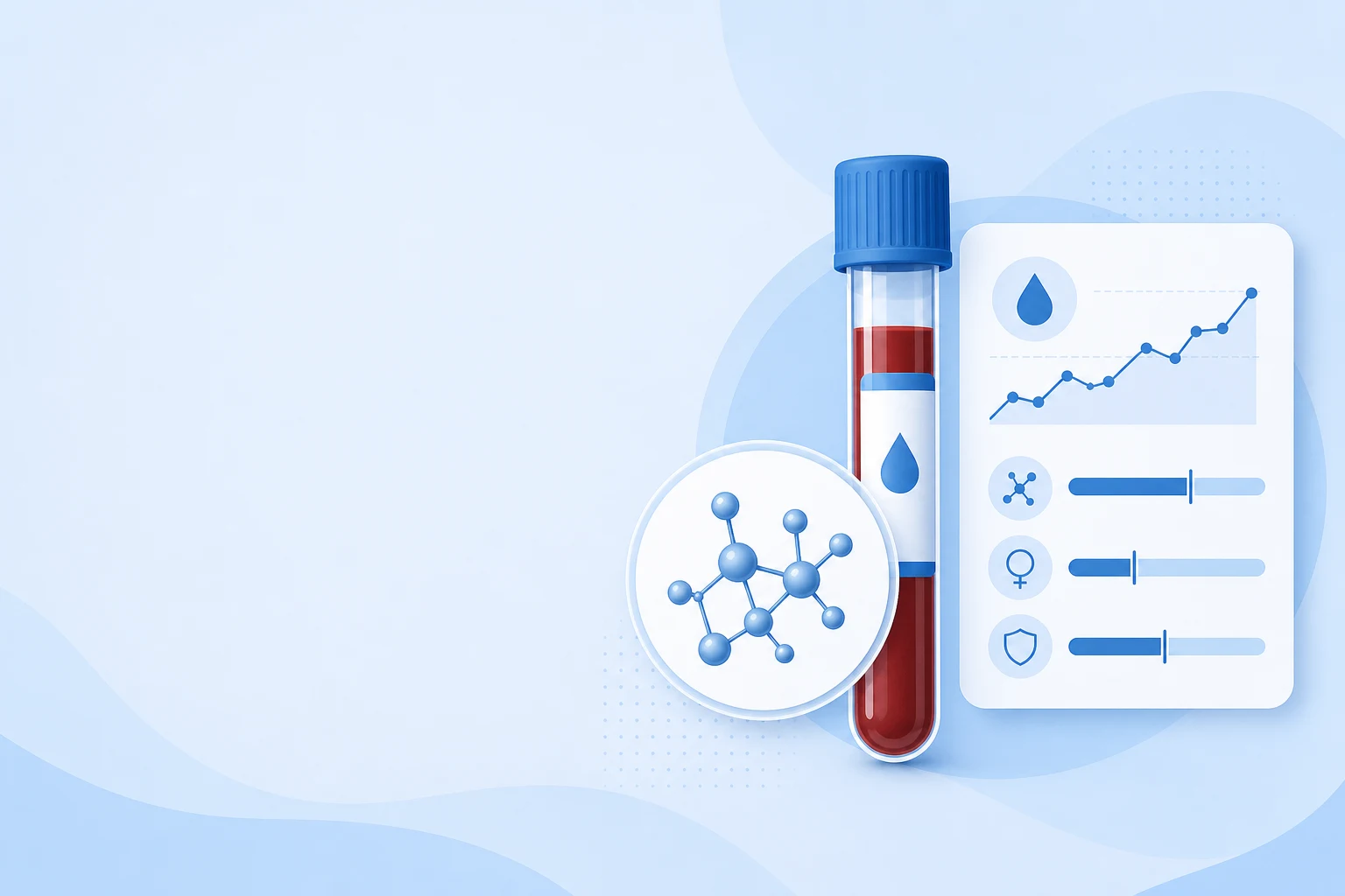 Diagram representing hormone testing and men's health assessment