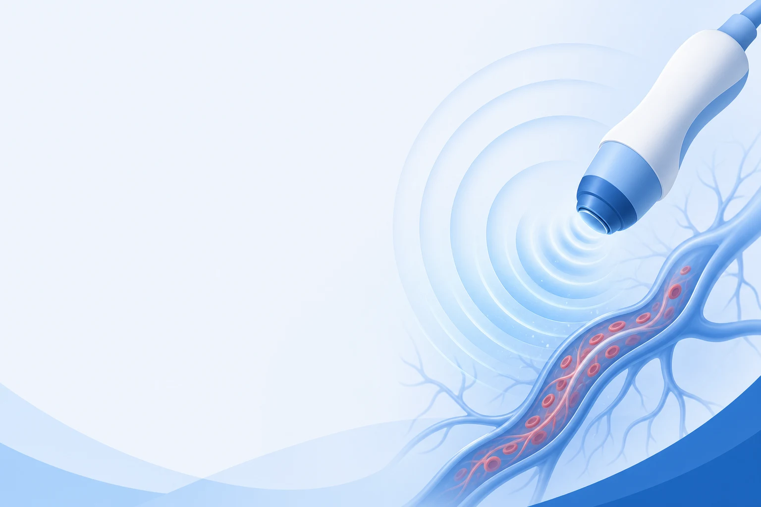 Abstract illustration of low-intensity acoustic waves supporting blood vessels