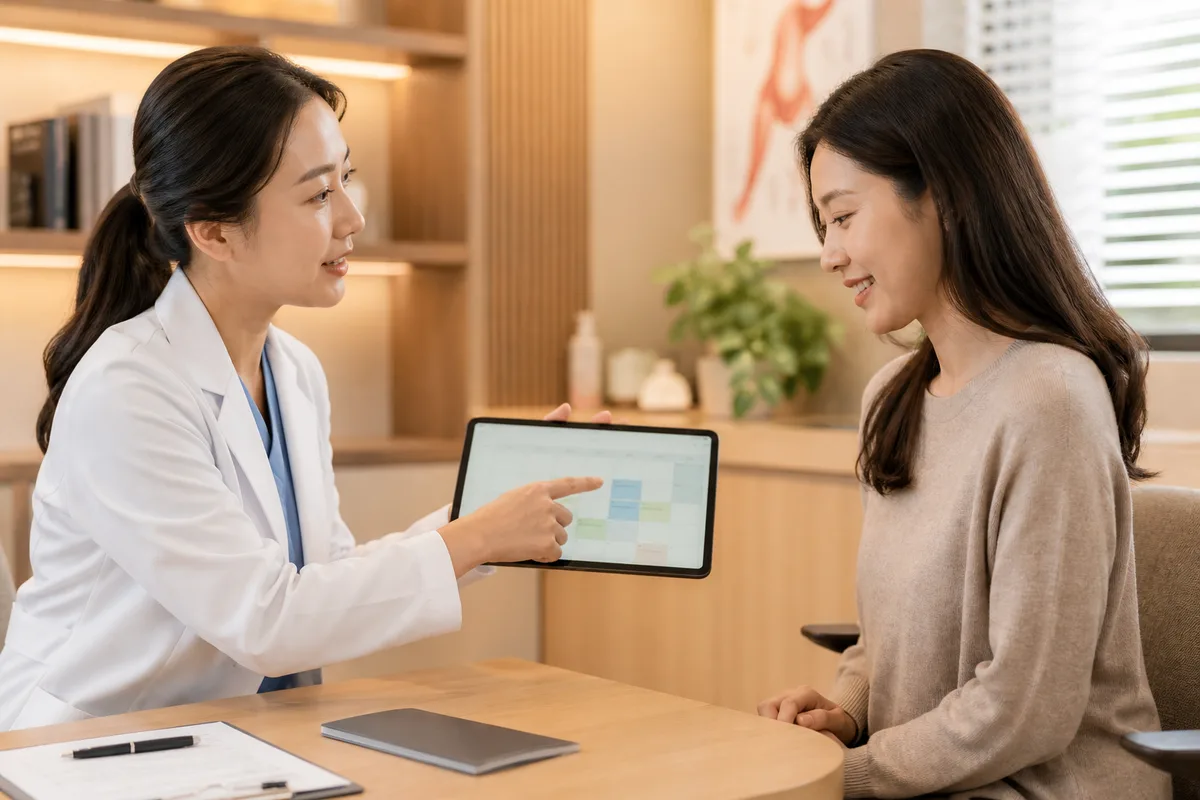 Doctor discussing a keloid maintenance plan with a patient at DrPlus