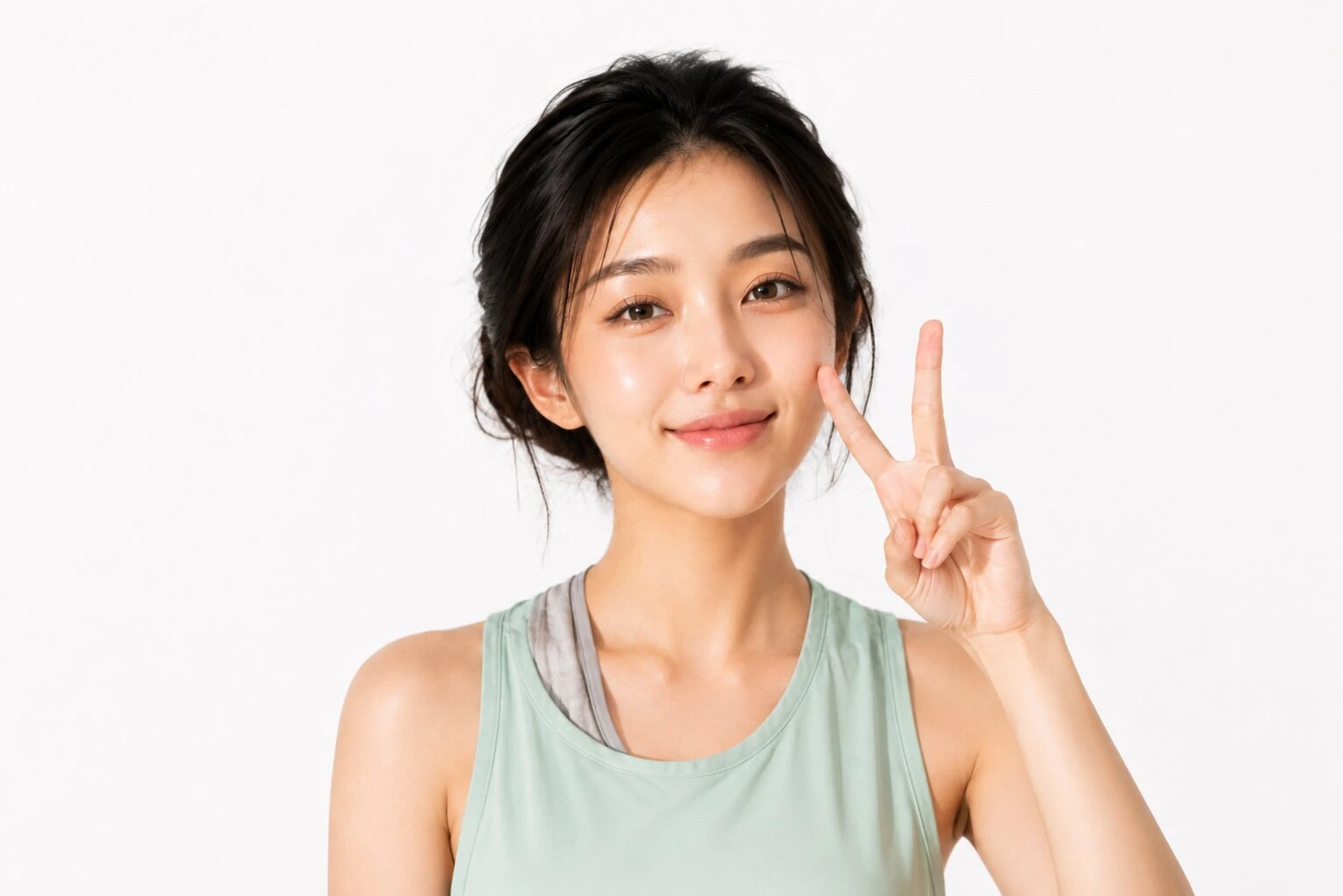 Patient with clear, healthy skin after acne scar treatment at DrPlus