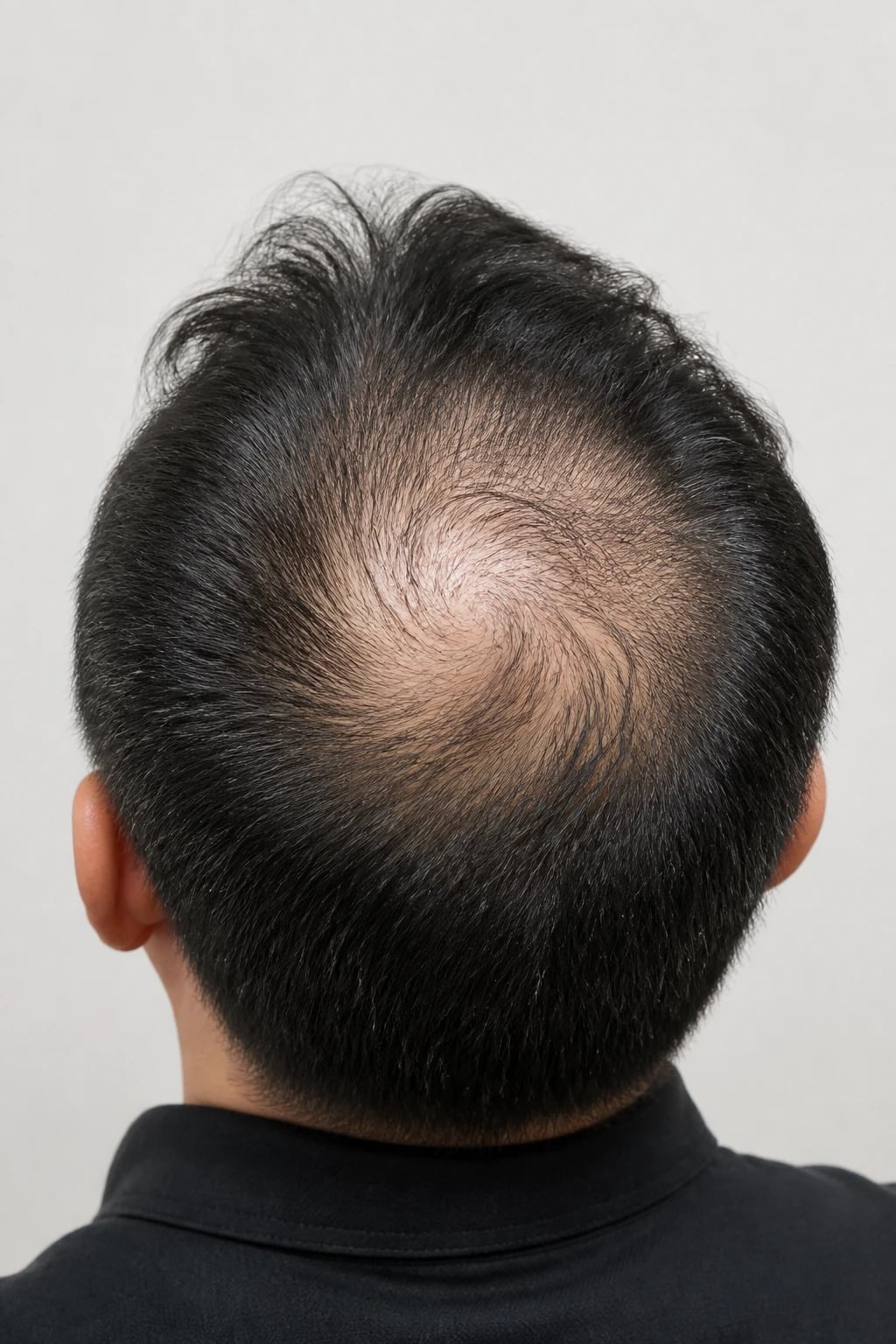 Crown thinning pattern assessed during a doctor-led hair loss consultation